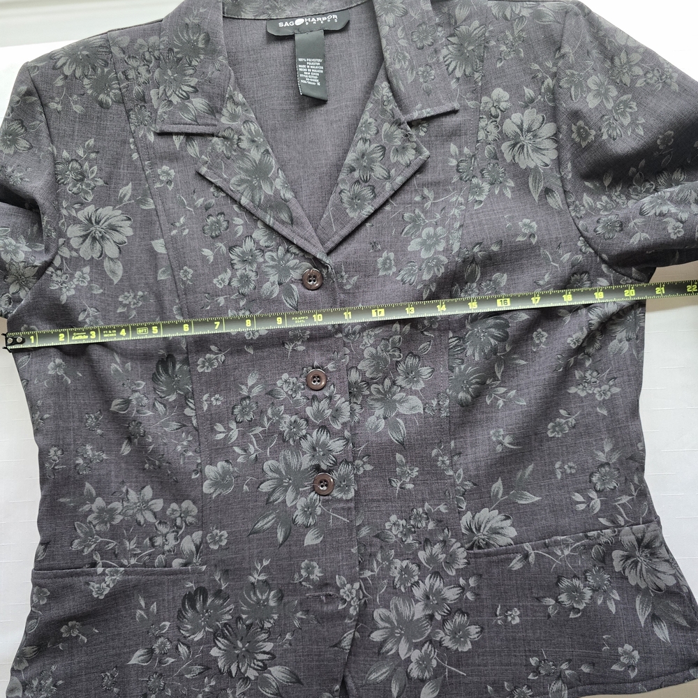 Sag Harbor Floral Gray Blazer Office Party Business NWT Sz 16 - Picture 5 of 9